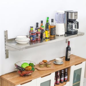 Stainless Steel Wall Shelf on Brackets - L 1200 x D 300 mm - Dynasteel