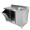 Sink Unit 1 Bowl with Backsplash and Bin - 1200 x 600 mm - Dynasteel