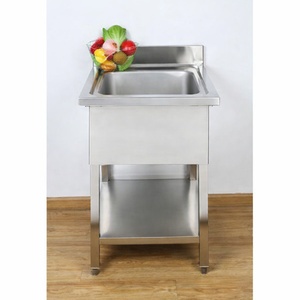 Spülbecken 1 Becken mit Rückwand und Regal - L 600 x T 700 mm - Dynasteel