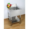 Spülbecken 1 Becken mit Rückwand und Regal - L 600 x T 700 mm - Dynasteel
