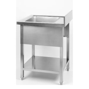 Spülbecken 1 Becken mit Rückwand und Regal - L 600 x T 700 mm - Dynasteel