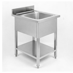 Spülbecken 1 Becken mit Rückwand und Regal - L 600 x T 700 mm - Dynasteel