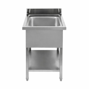 Spülbecken 1 Becken mit Rückwand und Regal - L 600 x T 700 mm - Dynasteel