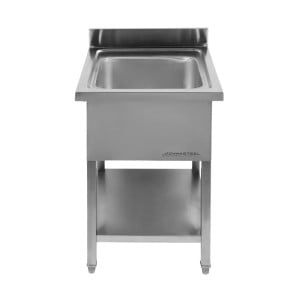 Spülbecken 1 Becken mit Rückwand und Regal - L 600 x T 700 mm - Dynasteel