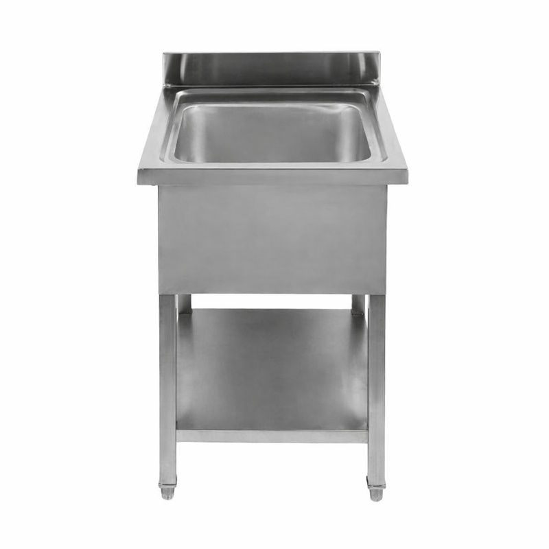 Spülbecken 1 Becken mit Rückwand und Regal - L 600 x T 700 mm - Dynasteel