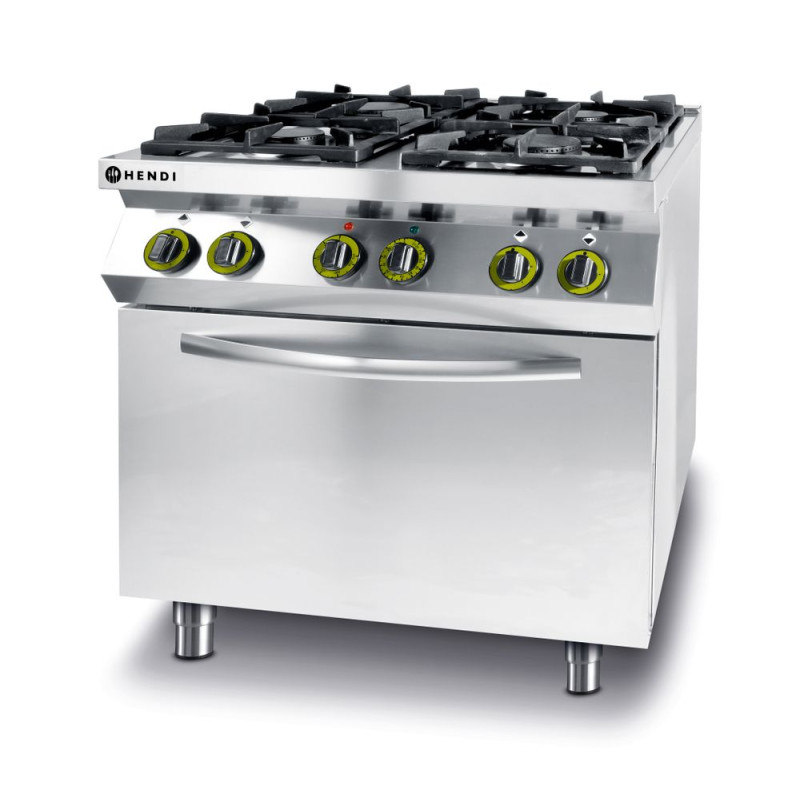 Cuisinière Kitchen Line - 4 feux avec four à convection électrique GN 1/1 - Marque HENDI - Fourniresto