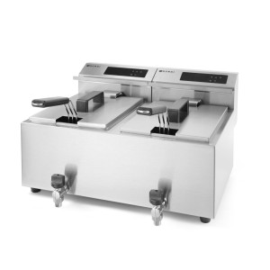 Fritteuse Profi Line mit digitalem Ablasshahn - 2 x 8 l - Marke HENDI - Fourniresto