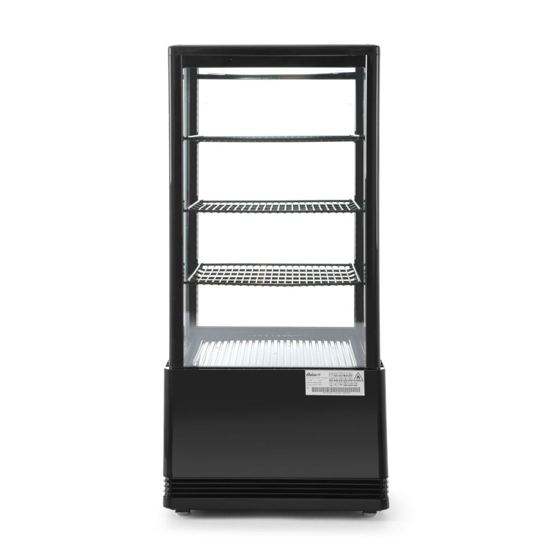 Black Refrigerated Display Case with 4 Glass Sides - 78 liters