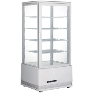 White Refrigerated Display Case with 4 Glass Sides - 98 liters