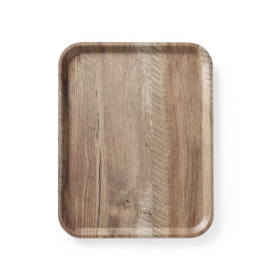 Plateau de Service en Mélamine Imprimé Bois Foncé - 430 x 330 mm