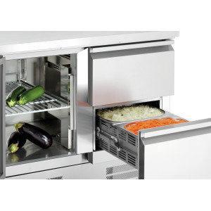 Refrigerated table with 2 drawers and 1 door for professional use