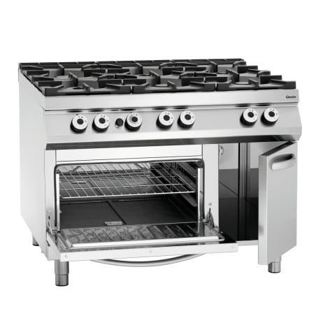 Sechsbrenner-Herd Serie 900 - Gasofen GN 2/1 und Schrank der Marke Bartscher