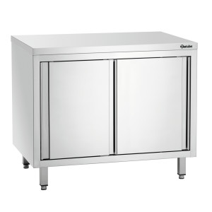 Stainless Steel Cabinet with Sliding Doors and Shelf - L 1000 mm