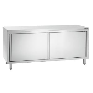 Stainless Steel Cabinet with Sliding Doors and Shelf - L 1800 mm