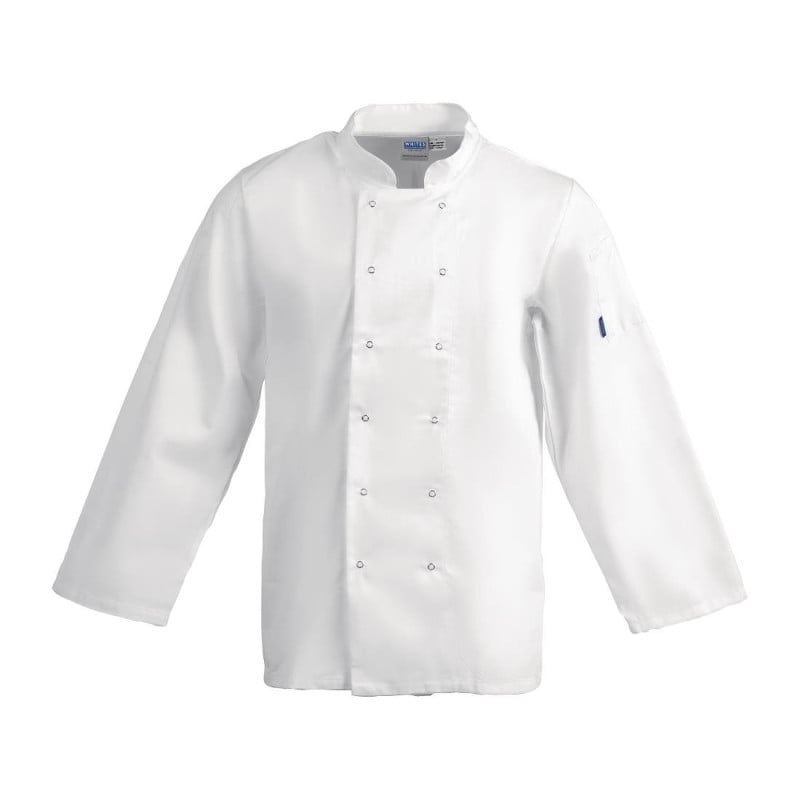 Weiße Unisex-Kochjacke mit langen Ärmeln Vegas - Größe M - Whites Chefs Clothing - Fourniresto