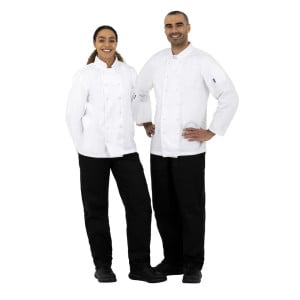 Unisex White Long Sleeve Vegas Kitchen Jacket - Size M - Whites Chefs Clothing - Fourniresto