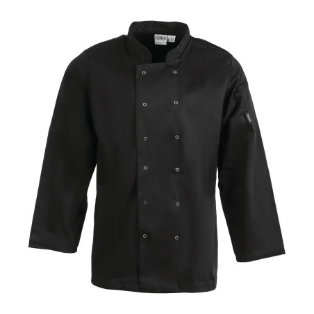 Unisex schwarze Kochjacke mit langen Ärmeln Vegas - Größe S - Whites Chefs Clothing - Fourniresto