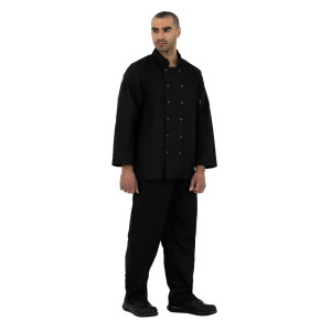 Unisex schwarze Kochjacke mit langen Ärmeln Vegas - Größe S - Whites Chefs Clothing - Fourniresto