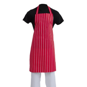 Schürze Latz Gestreift Rot Und Weiß 710 X 970 Mm - Whites Chefs Clothing - Fourniresto