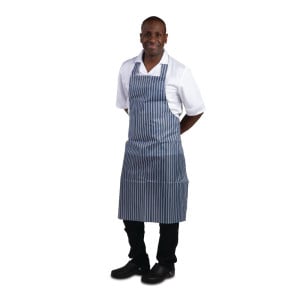 Schürze mit abweisender Latzschürze in Blau und Weiß gestreift 1016 x 711 mm - Whites Chefs Clothing - Fourniresto