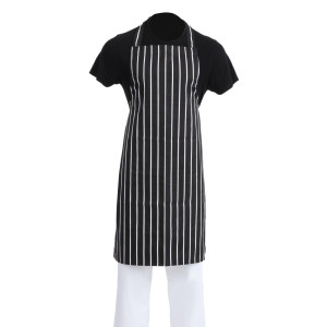 Tablier De Cuisine Rayé Noir Et Blanc 760 X 970 Mm - Whites Chefs Clothing - Fourniresto