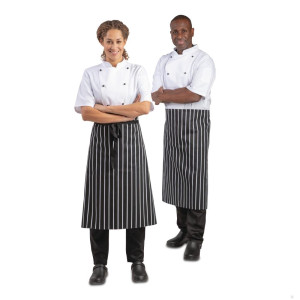 Schwarz-weiße gestreifte Küchenschürze 760 x 970 mm - Whites Chefs Clothing - Fourniresto