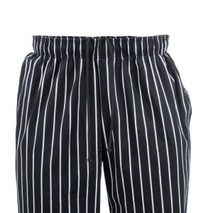 Unisex Black and White Striped Baggy Chef Pants - Size M - Chef Works - Fourniresto