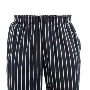 Unisex Black and White Striped Baggy Chef Pants - Size XL - Chef Works - Fourniresto