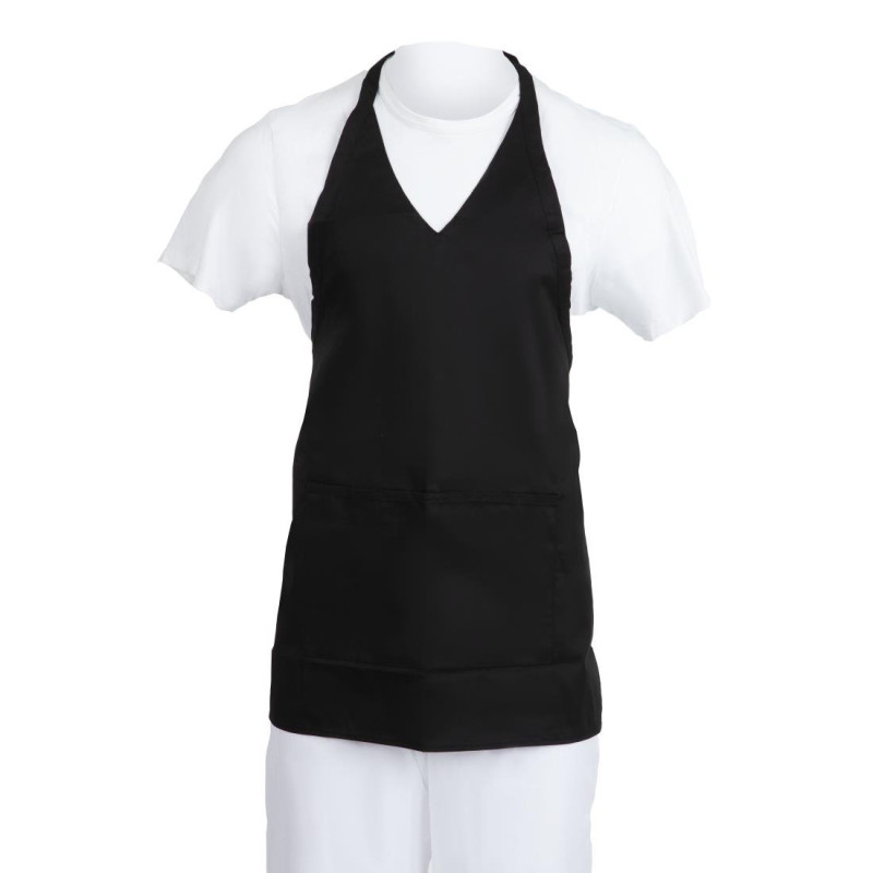 Kellnerschürze mit V-Ausschnitt in Schwarz aus Polycotton 838 x 698 mm - Whites Chefs Clothing - Fourniresto