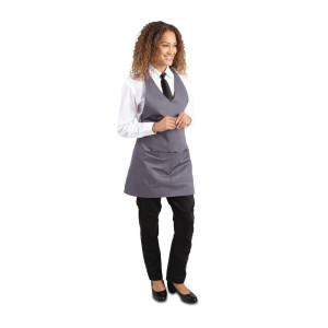 Kellner-Schürze mit V-Ausschnitt in Anthrazitgrau aus Polycotton 838 x 698 mm - Whites Chefs Clothing - Fourniresto