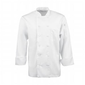 White Unisex Long Sleeve Calgary Kitchen Jacket - Size S - Chef Works - Fourniresto