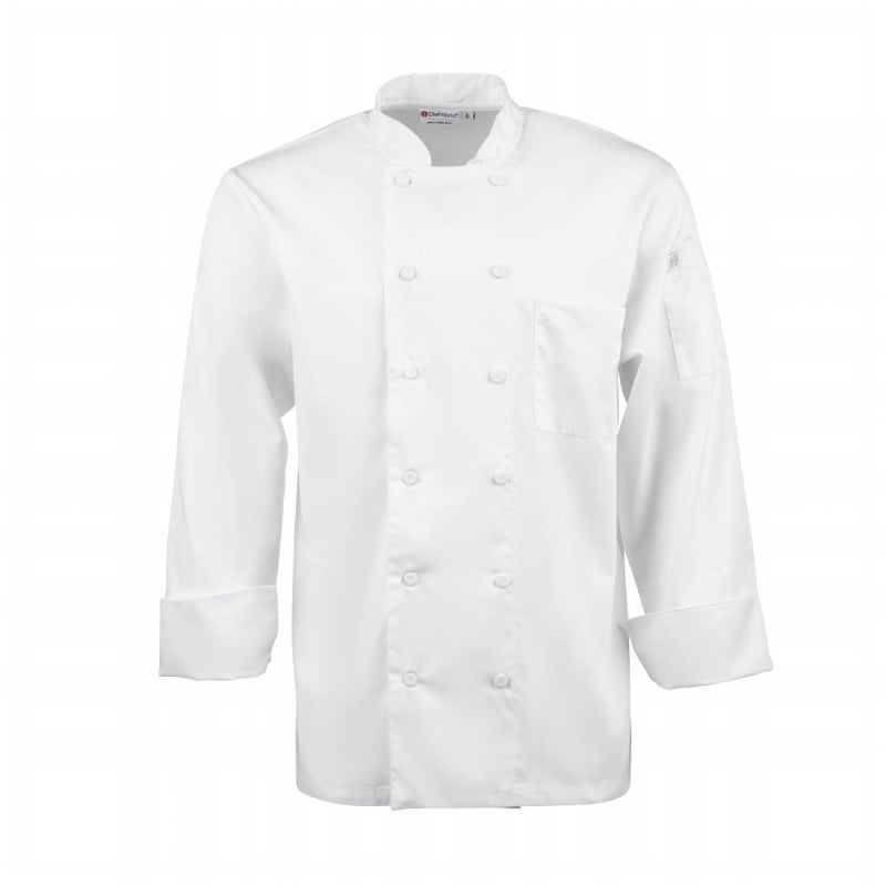 White Unisex Long Sleeve Calgary Kitchen Jacket - Size XXL - Chef Works - Fourniresto