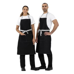 Schürze Latz Denim Schwarz Southside aus Polycotton 700 x 1000 mm - Whites Chefs Clothing - Fourniresto