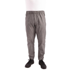 Pantalon de Cuisine Jogger à Fines Rayures Noires et Blanches - Taille L - Chef Works - Fourniresto