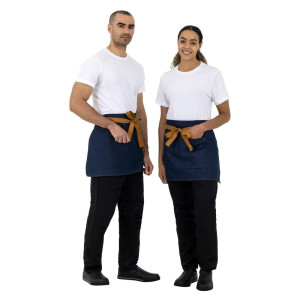 Kellnerschürze aus blauem Denim mit ockerfarbenem Baumwollgürtel 700 x 430 mm - Whites Chefs Clothing - Fourniresto