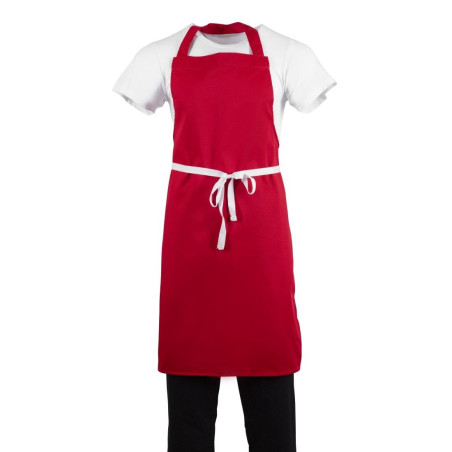 Red Polycotton Bib Apron - Whites Chefs Clothing - Fourniresto