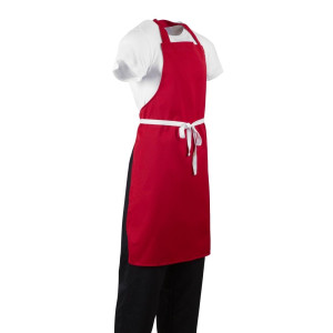 Tablier Bavette Rouge en Polycoton - Whites Chefs Clothing - Fourniresto