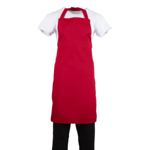 Tablier Bavette Rouge en Polycoton - Whites Chefs Clothing - Fourniresto