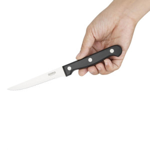 Meat Knife with Black Handle Serrated Blade 215 mm - Set of 12 - Olympia - Fourniresto