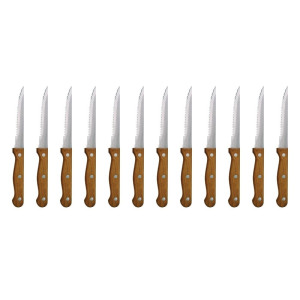 Couteau À Viande À Manche En Bois Lame Dentée 215 Mm - Lot De 12 - Olympia - Fourniresto