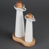 Bottle Oil And White Vinegar With Wooden Stand And Corks - Olympia - Fourniresto