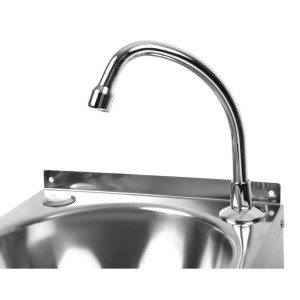 Stainless Steel Knee-Operated Handwashing Sink with Backsplash and Faucet - FourniResto - Fourniresto