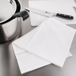 White Polycotton Tea Towel - Pack of 10 - Vogue - Fourniresto