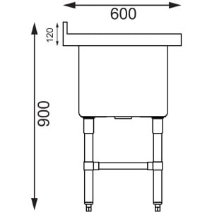 Deep Sink With Backsplash 100 L 770 X 600 Mm - Vogue - Fourniresto