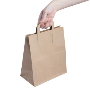 Large Brown Recyclable Paper Bag 305 x 254 mm - Pack of 250 - Fiesta Green - Fourniresto