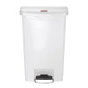 Frontal Wide Slim Jim StepOn White 50L Pedal Bin - Rubbermaid - Fourniresto