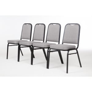 Banquet Chair with Square Back and Grey Fabric - Set of 4 - Bolero - Fourniresto