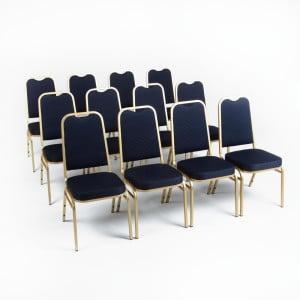 Blaue Bankettstühle mit quadratischer Rückenlehne - 4er-Set - Bolero - Fourniresto