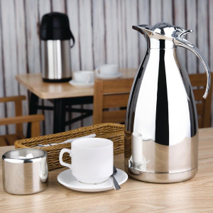 Stainless Steel Insulated Jug with Hinged Lid-2L - Olympia