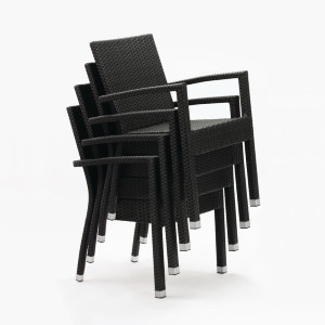 Rattan Armchairs In Anthracite Grey - Bolero - Fourniresto